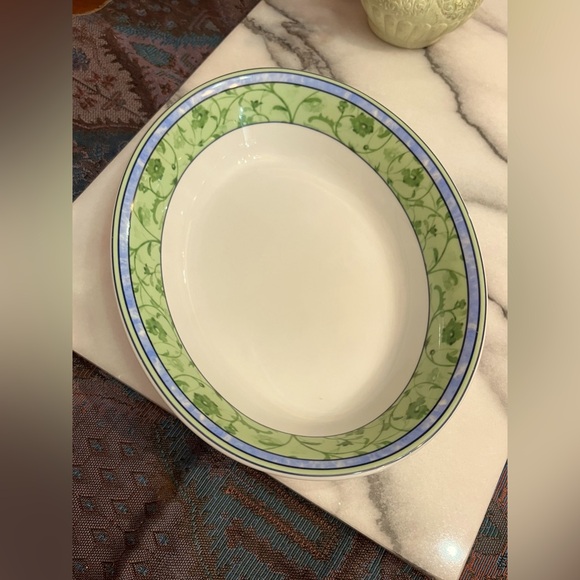 WEDGWOOD WATERCOLOUR OVAL VEGETABLE BOWL GREEN/BLUE - Picture 7 of 8